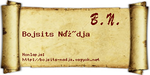 Bojsits Nádja névjegykártya